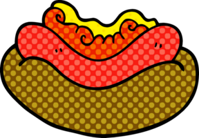 dessin animé doodle hot-dog dans un petit pain png