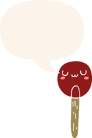 cartoon lollipop with speech bubble in retro style png