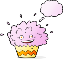 cupcake explodindo dos desenhos animados com balão de pensamento png