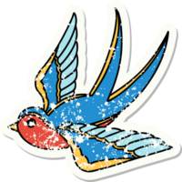 distressed sticker tattoo in traditional style of a swallow png