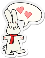 dessin animé lapin dans l'amour avec discours bulle autocollant png