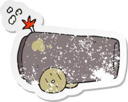 retro distressed sticker of a cartoon cannon png