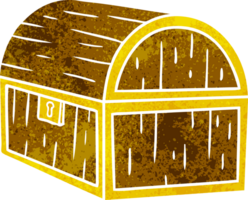 hand drawn retro cartoon doodle of a treasure chest png