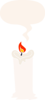cartoon candle with speech bubble in retro style png
