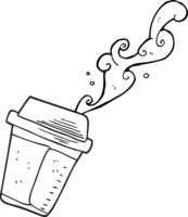 hand drawn black and white cartoon spilling coffee png