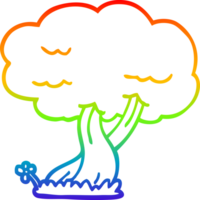 rainbow gradient line drawing of a cartoon tree png