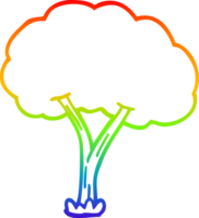 rainbow gradient line drawing of a cartoon blooming tree png