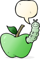 cartoon apple with bug with speech bubble png