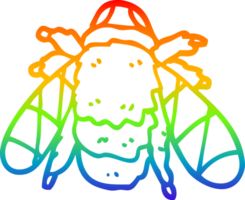 rainbow gradient line drawing of a cartoon doodled bee png