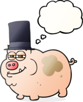 hand drawn thought bubble cartoon rich pig png