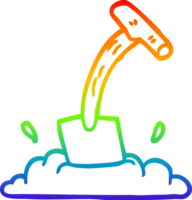 rainbow gradient line drawing of a cartoon spade png