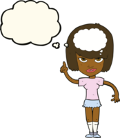 cartoon woman with idea with thought bubble png