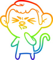 rainbow gradient line drawing of a cartoon angry monkey png