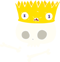 flat color illustration of magic crown on old skull png