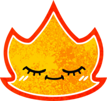 retro illustration style cartoon of a fire flame png