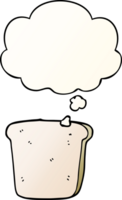 cartoon slice of bread with thought bubble in smooth gradient style png