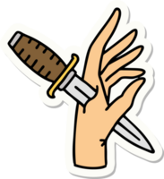 sticker of tattoo in traditional style of a dagger in the hand png