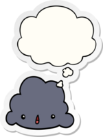 cartoon cloud with thought bubble as a printed sticker png