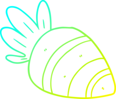 cold gradient line drawing of a cartoon carrot png