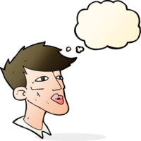 cartoon male model guy with thought bubble png