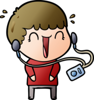 laughing cartoon man with earphones png