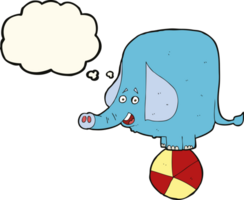 tekenfilm circus olifant met gedachte bubbel png