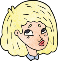 dessin animé doodle visage d'une fille png