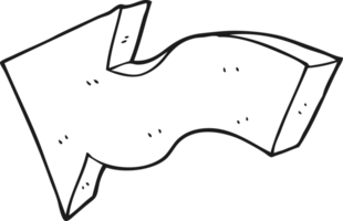 hand drawn black and white cartoon pointing arrow png