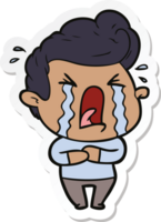 sticker of a cartoon crying man png