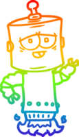 rainbow gradient line drawing of a cartoon robot png