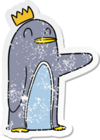 distressed sticker of a cartoon emperor penguin png