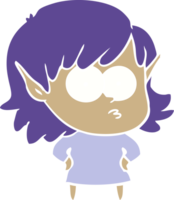 flat color style cartoon elf girl staring png