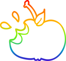 rainbow gradient line drawing of a cartoon juicy bitten apple png