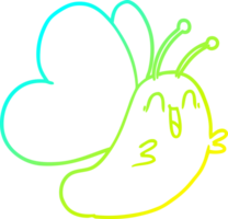cold gradient line drawing of a funny cartoon butterfly png