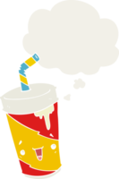 tecknad serie soda kopp med trodde bubbla i retro stil png