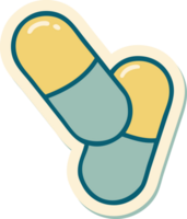 sticker of tattoo in traditional style of a pills png