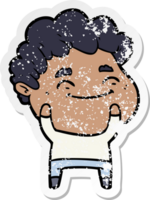 distressed sticker of a cartoon friendly man png