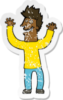 retro noodlijdende sticker van een cartoon opgewonden man png