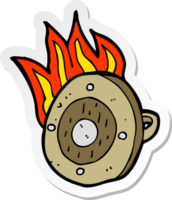 sticker of a cartoon burning shield png