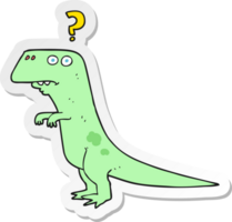 sticker of a cartoon confused dinosaur png