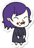 adesivo de uma garota vampira de desenho animado com sangue na bochecha png