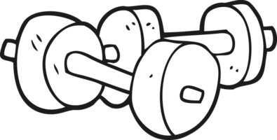 hand drawn black and white cartoon dumbbells png