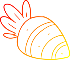 warm gradient line drawing of a cartoon carrot png