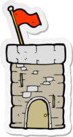 sticker of a cartoon old castle tower png