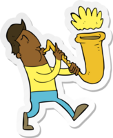 sticker of a cartoon man blowing saxophone png