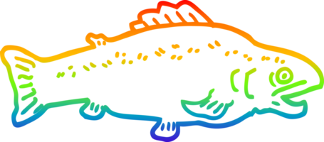 rainbow gradient line drawing of a cartoon large fish png