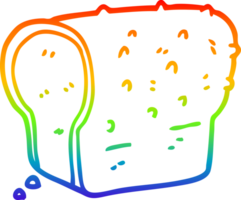 rainbow gradient line drawing of a cartoon wholemeal bread png