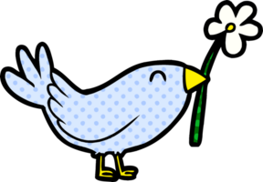 cartoon bird with flower png