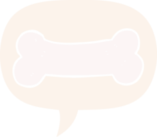 cartoon bone with speech bubble in retro style png