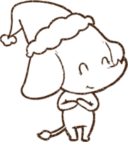 dessin au fusain d'éléphant de noël png